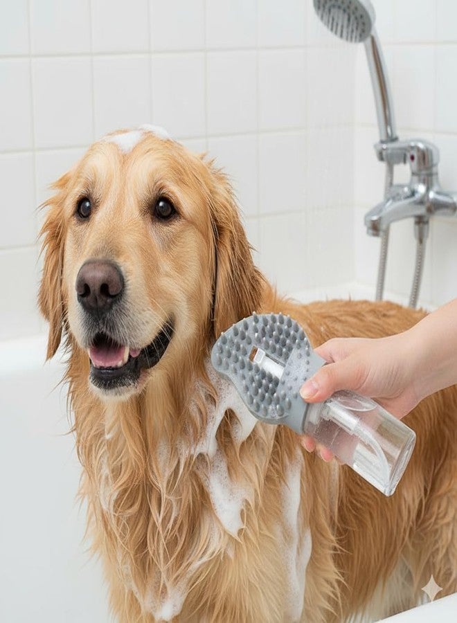 minitul Pet Bath Brush with Soap Dispenser | Soft Silicone Dog & Cat Grooming Brush | Shedding, Massage & Bath Brush with Comfortable Grip Handle | Easy to Clean Pet Shampoo Brush,pack of 1,(multi color) - Image 5